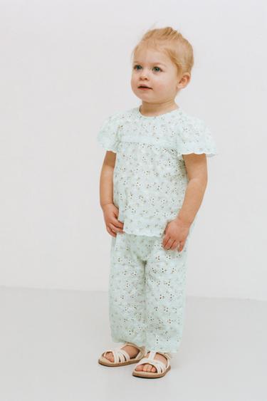 SWISS EMBROIDERED FLORAL PRINT SHIRT - Zara-ს Sea green