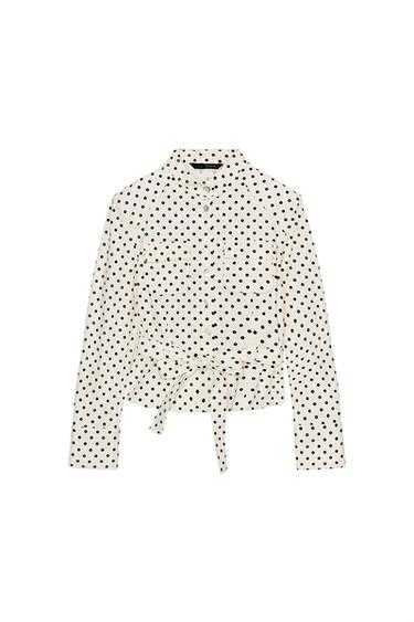 Zara POLKA DOT SHIRT JACKET - Black / White
