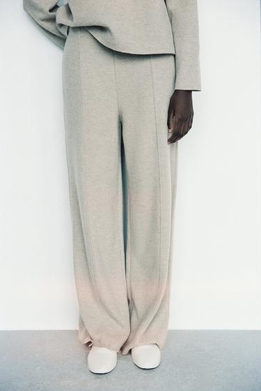 PANTALON DROIT SOFT - Vert chiné de Zara