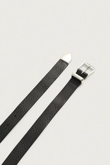 LEATHER BELT WITH METAL TIP — Black 3