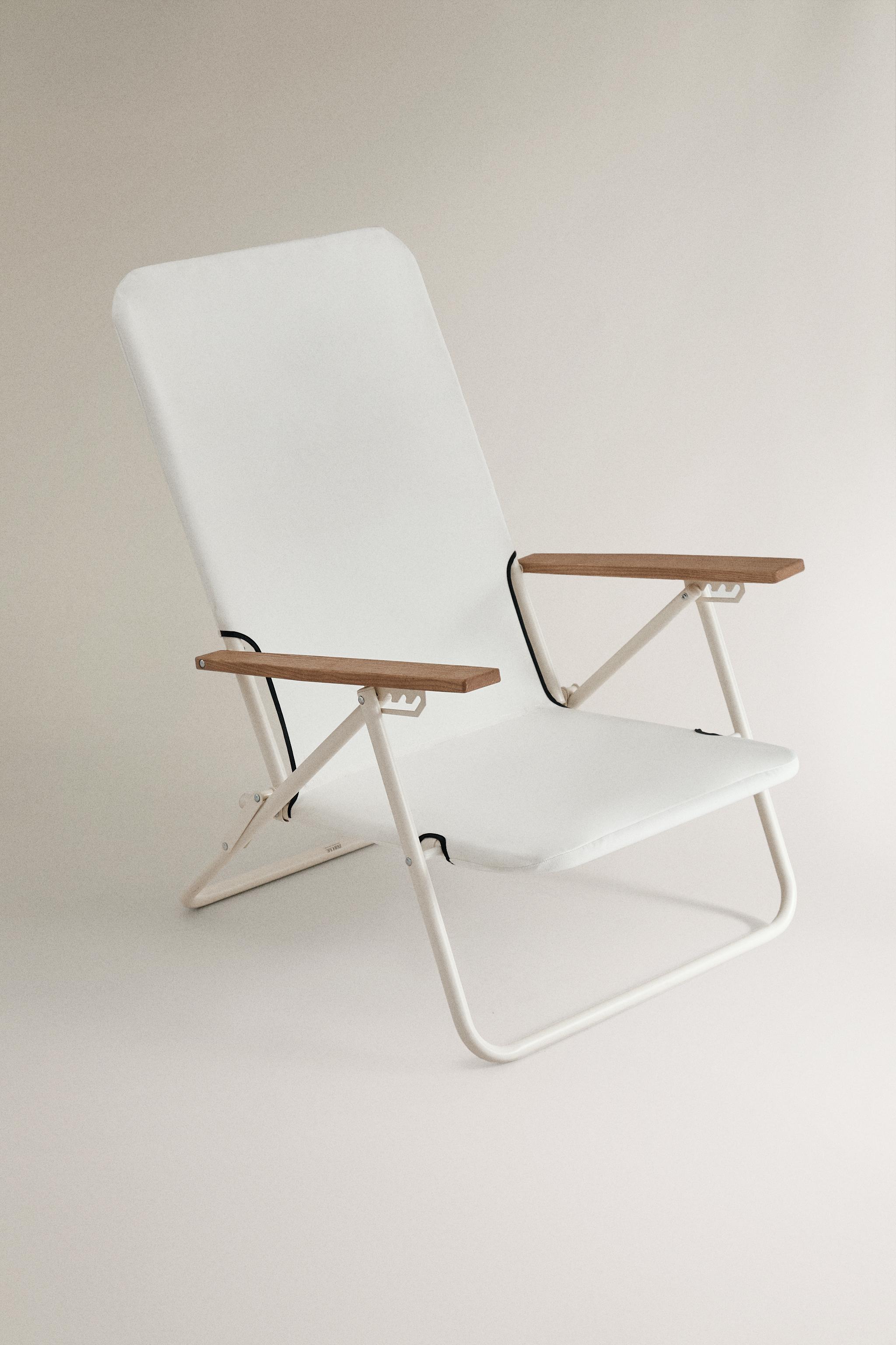 FOLDING BEACH CHAIR WITH WOODEN ARM RESTS - Ivory | ZARA United States