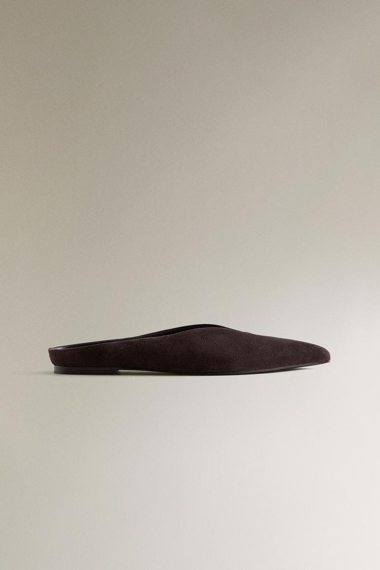 LEATHER MULES WITH POINTED TOE Brown ZARA United Kingdom