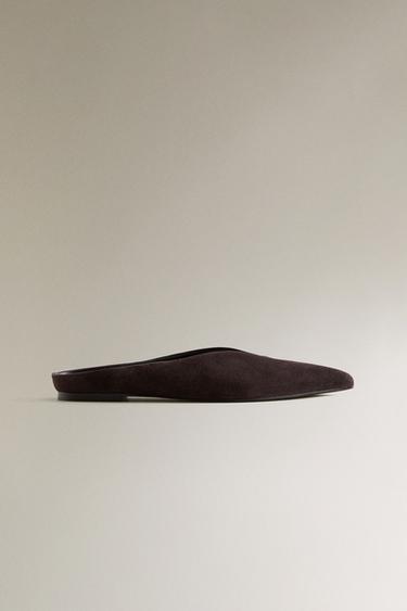 LEATHER MULES WITH POINTED TOE - Brown da Zara - Imagem 0