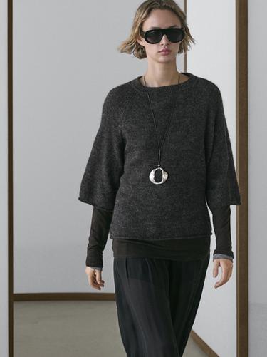 Zara Knit alpaca and wool blend raglan sleeve sweater - 889