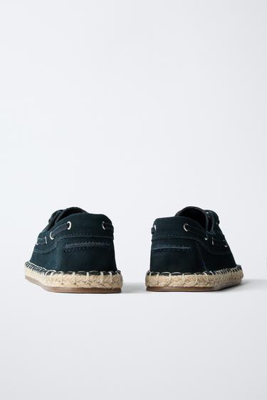 CHAUSSURES BATEAU JUTE CROÛTE DE CUIR - Bleu marine de Zara - Image 3