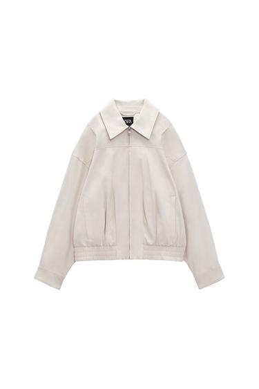 STRAIGHT FIT BOMBER JACKET WITH PLEATS