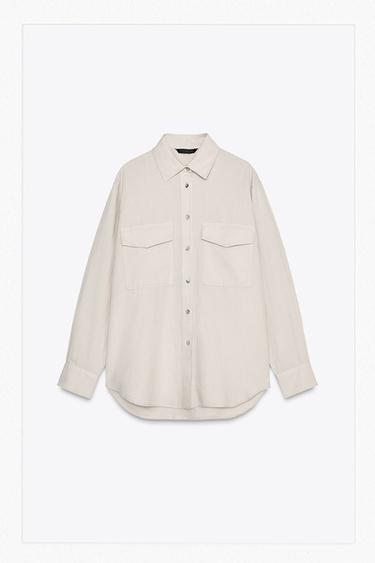 CAMISA BOLSILLOS CON LINO ZW COLLECTION - Crudo de Zara