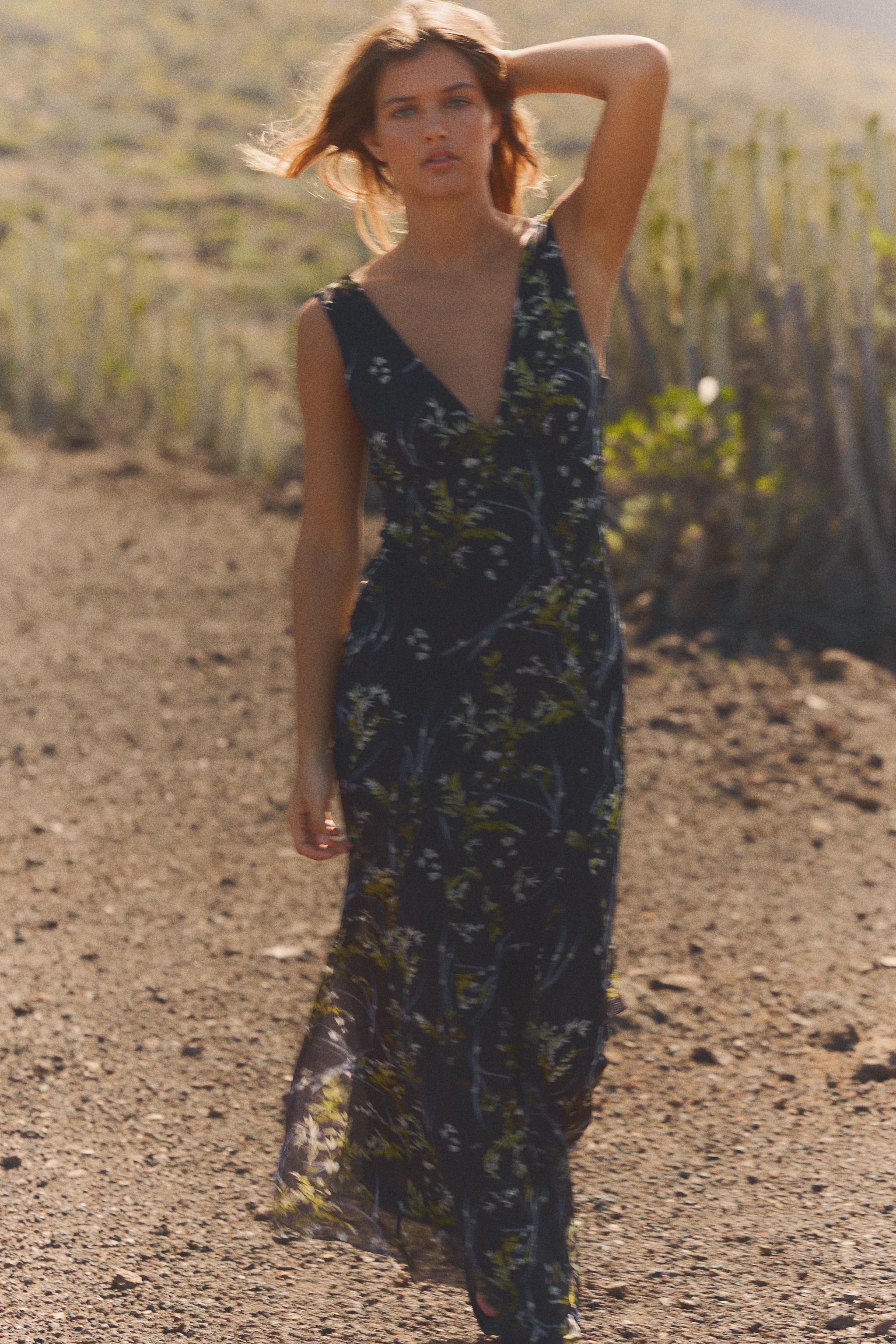 Verde Zara Zara Vestito Con Stampa Floreale Abiti Estivi Zara