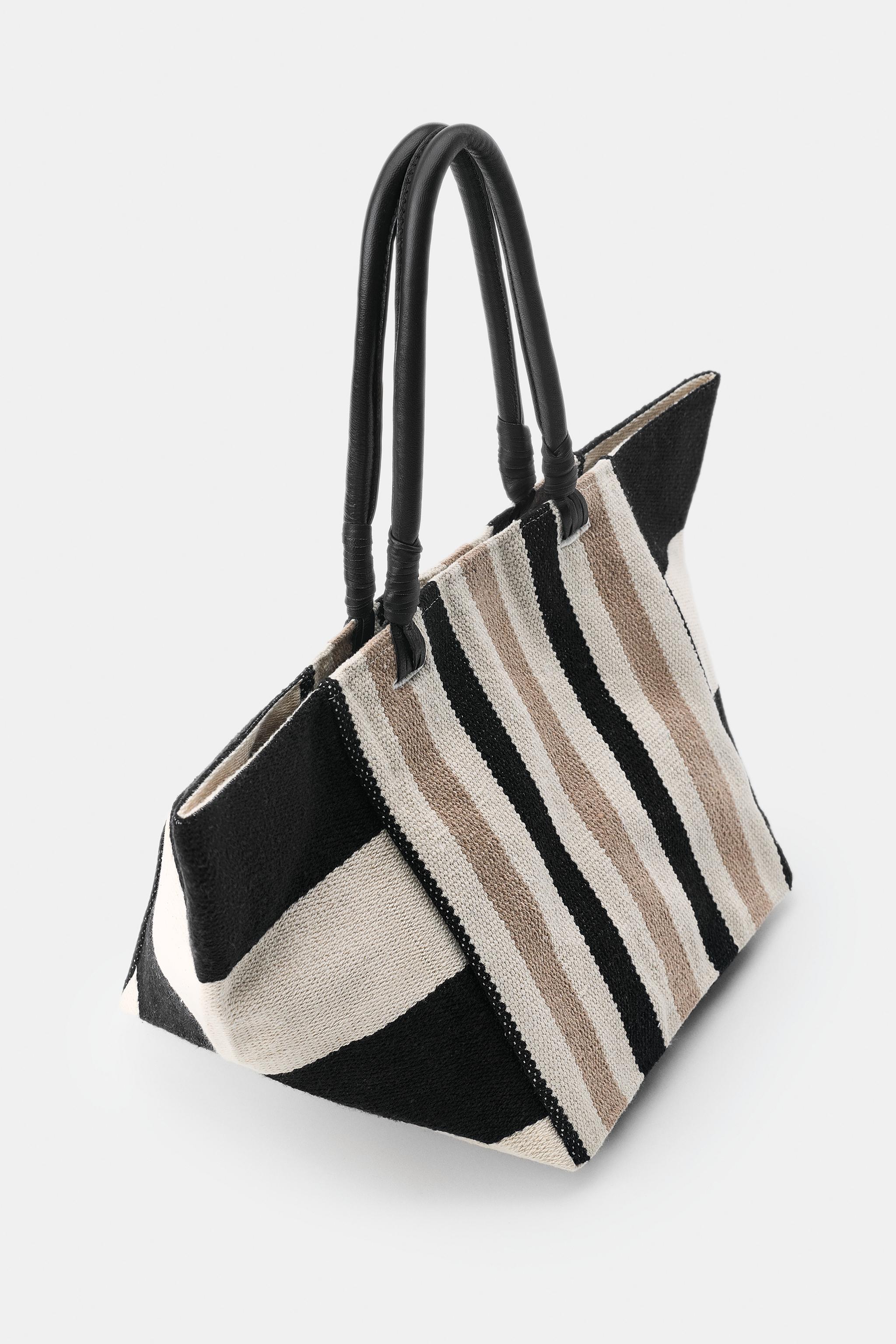 SAC À RAYURES ANSES EN CUIR