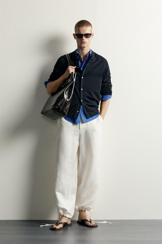 LINEN/VISCOSE RELAXED FIT TROUSERS - Ecru de Zara - Imagen 0