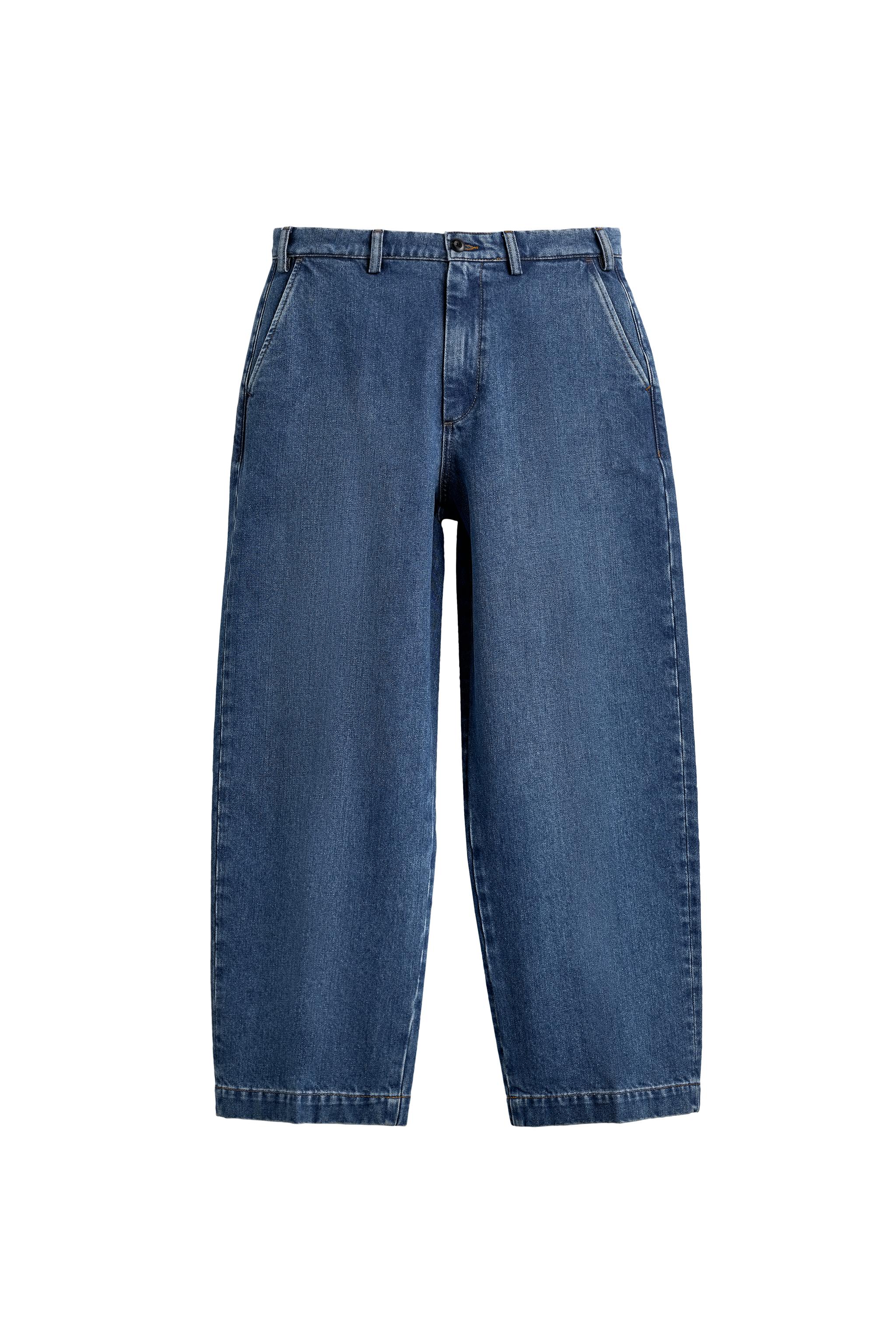 STRAIGHT FIT DENIM CHINO PANTS - Blue | ZARA United States