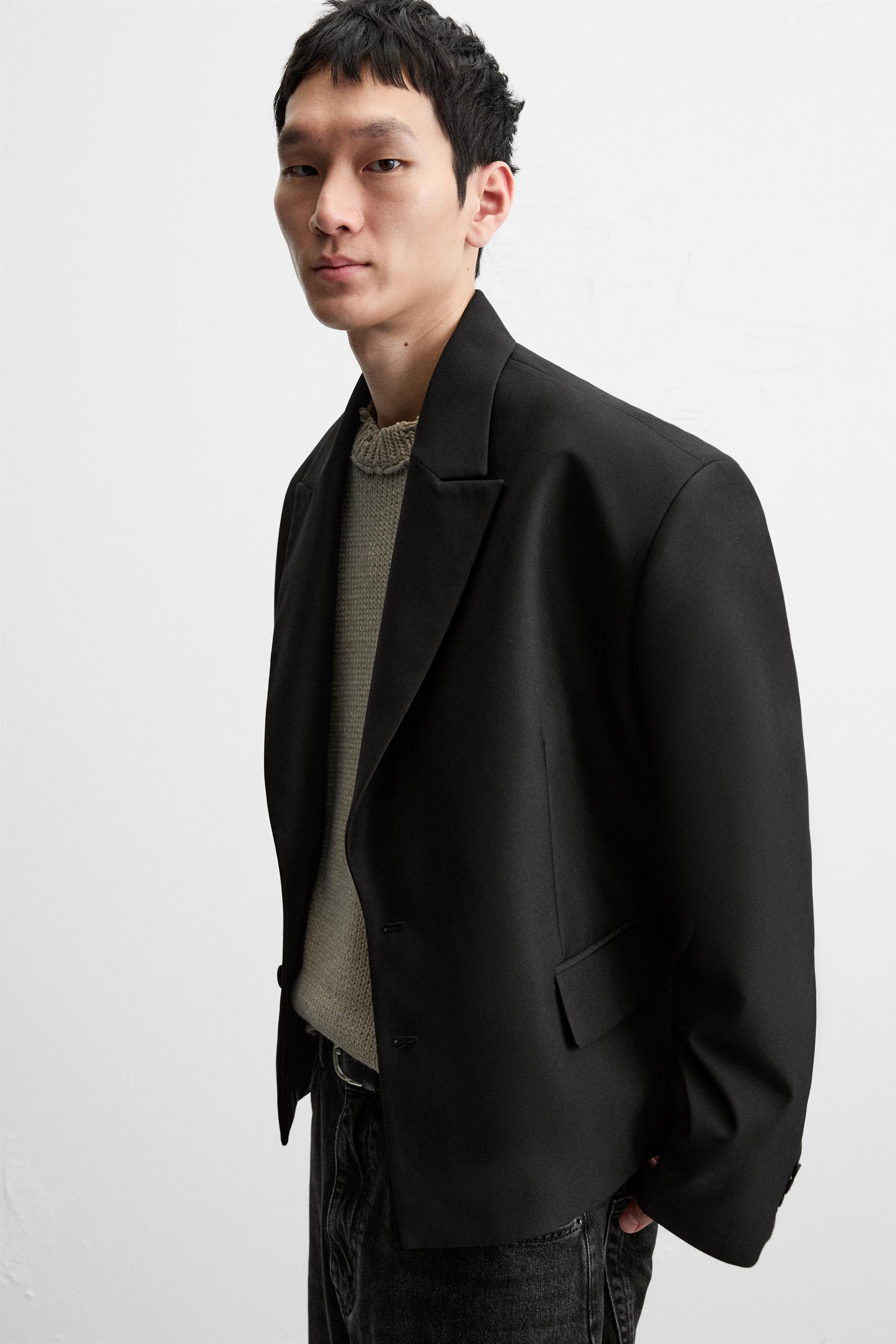 【ZARA】スクエアカットブレザー ブラック | 4088/091/800 BOXY FIT BLAZER - Black | ZARA United States