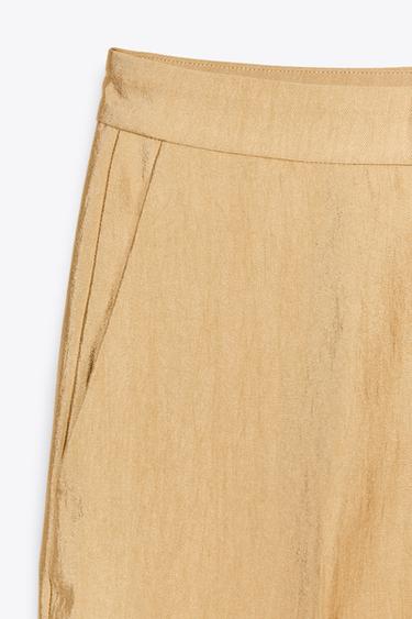 ZW COLLECTION STRAIGHT-FIT TROUSERS - Golden by Zara - Image 6