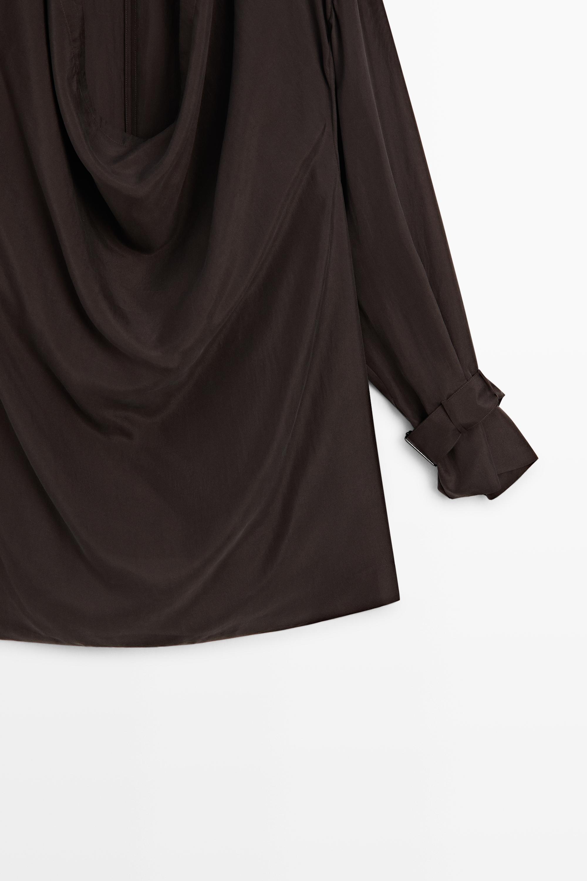 100% Silk Draped Neckline Flowy Shirt