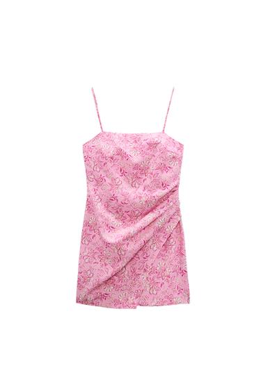 PRINTED LINEN BLEND DRESS