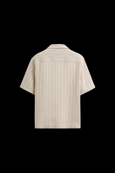 Zara GEOMETRIC JACQUARD SHIRT - Ecru