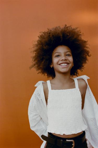 КОМПЛЕКТ: РУБАШКА И ТОП С ВЫШИВКОЙ ШИФФЛИ — ЖЕЛТОВАТО-БЕЛЫЙ от Zara