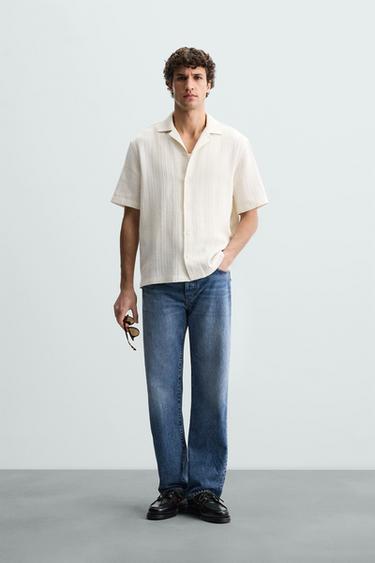 STRIPED TEXTURED SHIRT - Ecru by Zara - Image 0