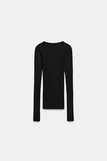 T-SHIRT EN COTON SUPIMA® - Noir de Zara - Image 4