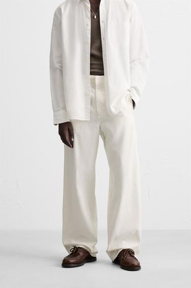 PANTALÓN CHINO ALGODÓN - CÁÑAMO - Blanco de Zara