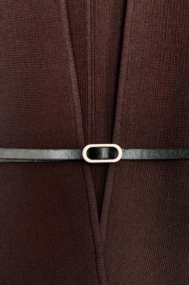 PLAIN KNIT BELTED JACKET - Brown by Zara