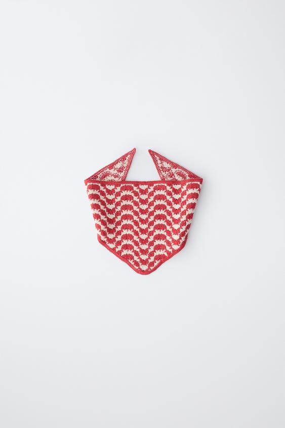BANDANA PUNTO TEXTURA - Crudo / Rojo de Zara - Imagen 0