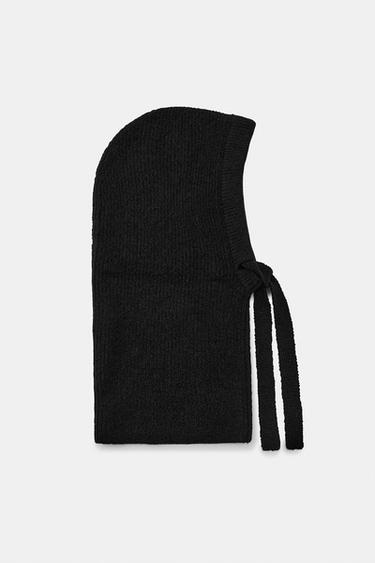 リブ編みフードブラックZaraのリブ編みフード - ブラック 