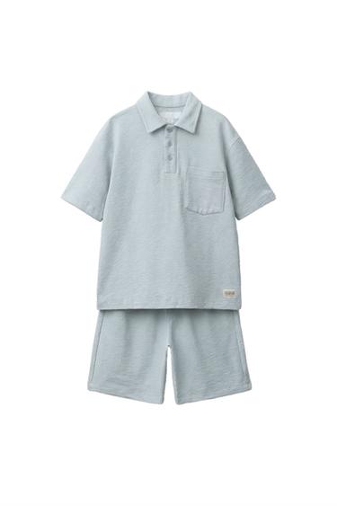 RUSTIC POLO SHIRT AND BERMUDA SHORTS SET WITH LABEL - Sky blue by Zara