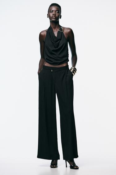 Zara HALTER TOP WITH HARDWARE - Black