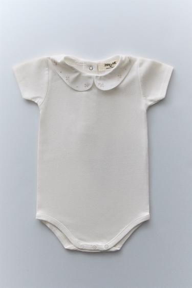 CHILDREN'S BODYSUIT WITH FLORAL EMBROIDERY - Oyster-white by Zara - Image 0