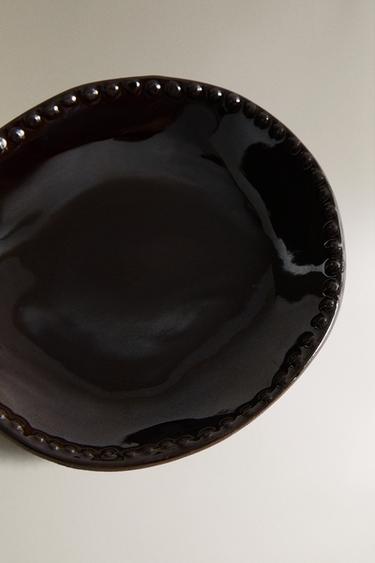 STONEWARE MINI PLATE WITH RAISED DESIGN - Brown by Zara - Image 3