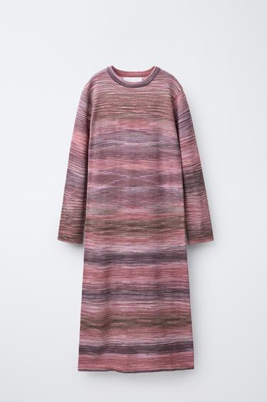 LANGES STRICKKLEID MIT STREIFEN - Rosa von Zara - Bild 0