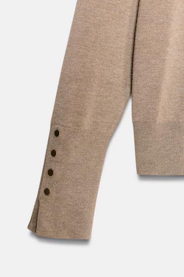 PULL BASIQUE EN MAILLE UNIE - Vison chiné de Zara - Image 5