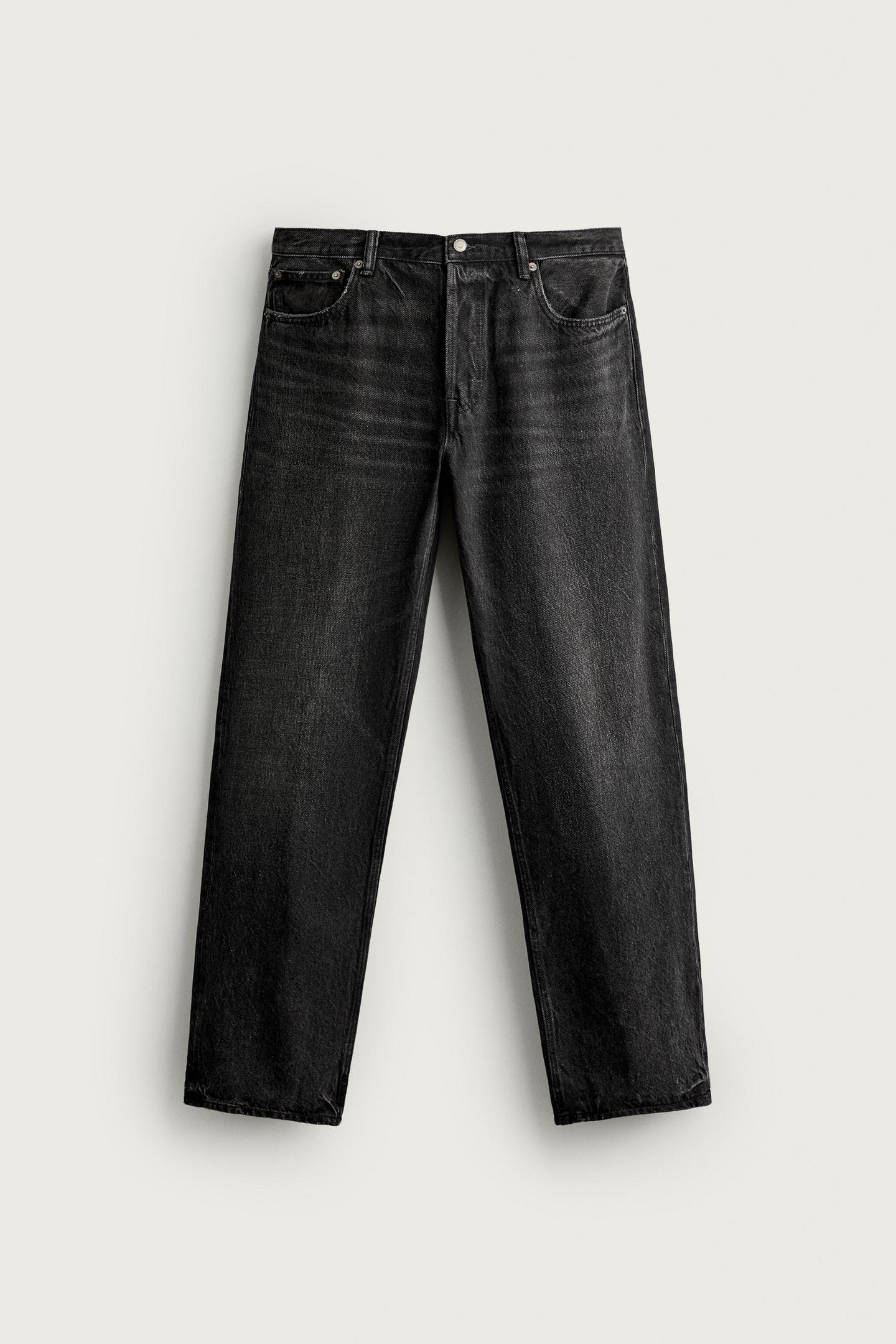Мужские джинсы Zara Straight Fit, цвет: Угольный — фото 7