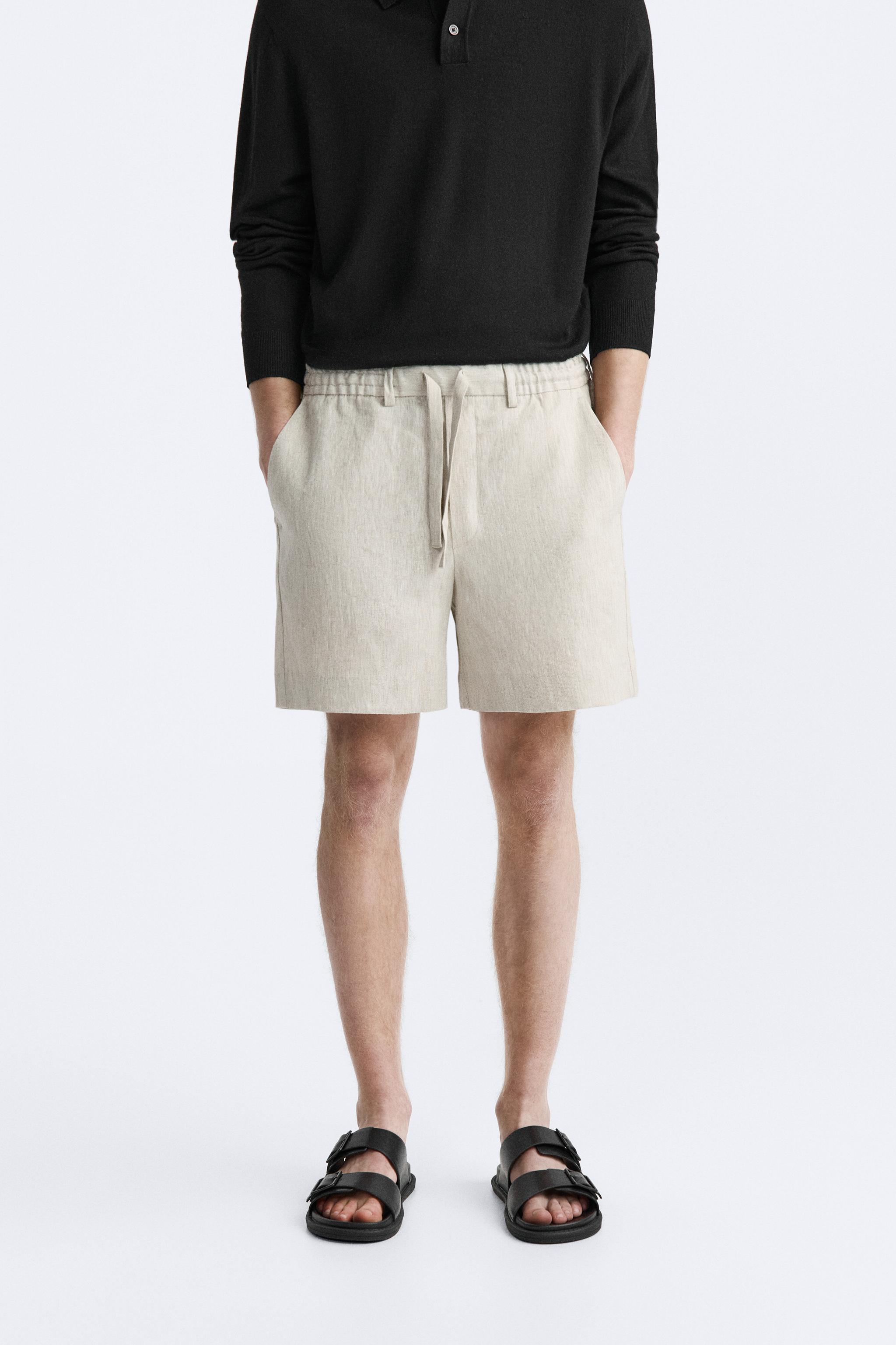 White Linen Deluxe Shorts,organic Linen Shorts Men,& Linen Mens