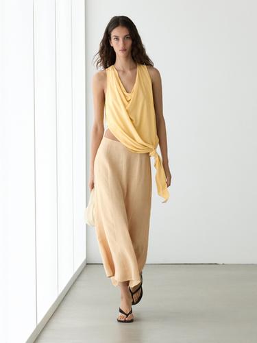 Zara Flowing flared skirt - Light yellow - Image 0