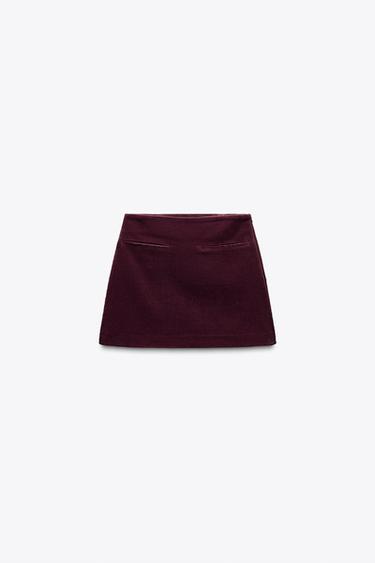 CORDUROY MINI SKIRT - Burgundy by Zara