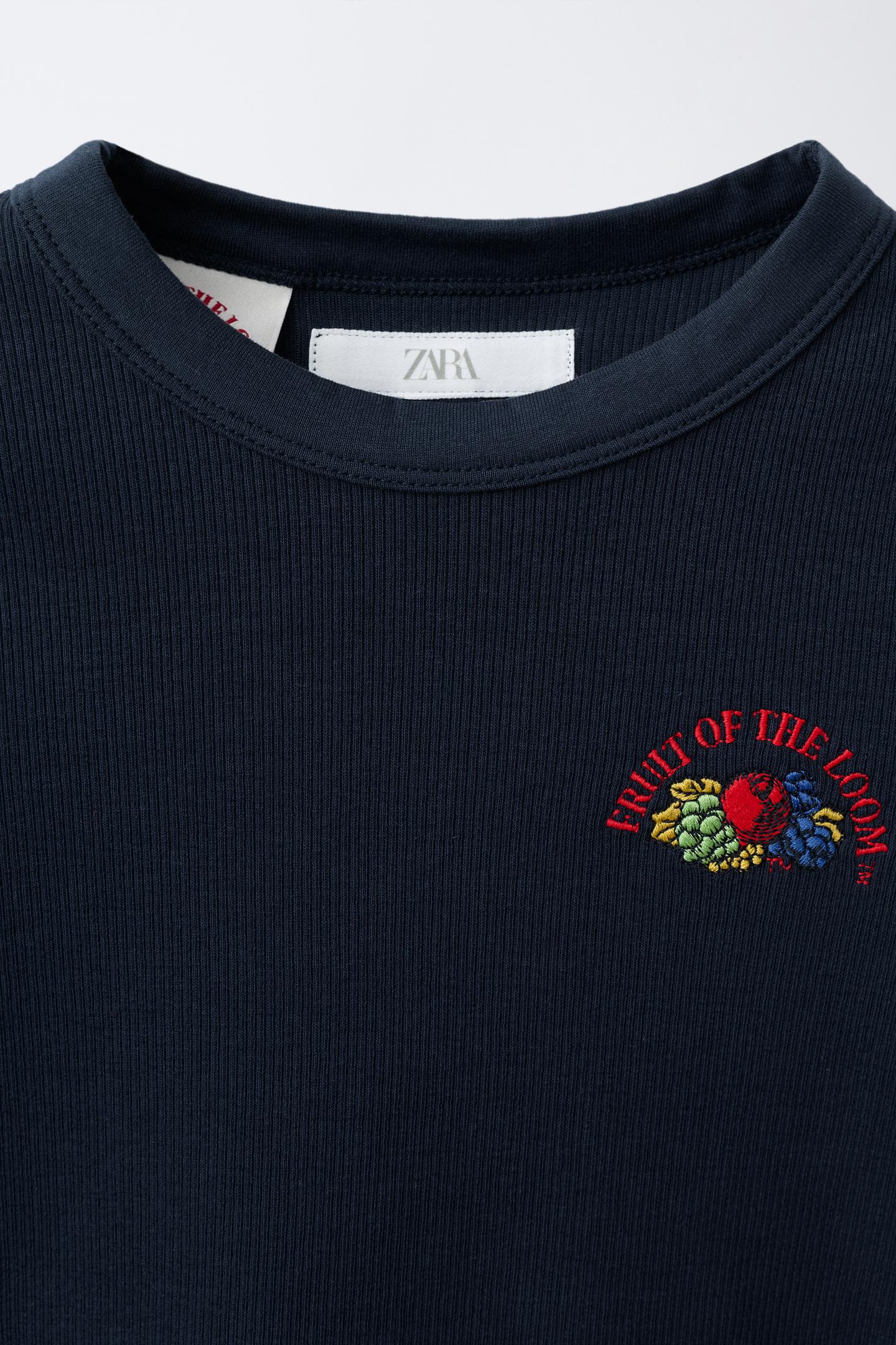 Детская футболка Zara Fruit OF the Loom™ Embroidered Rib, цвет: Тёмный тёмно-синий — фото 3