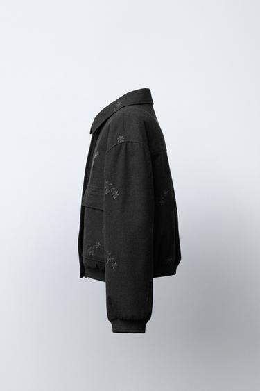 BLOUSON BOMBER À FLEURS BRODÉES - Anthracite foncé de Zara - Image 2