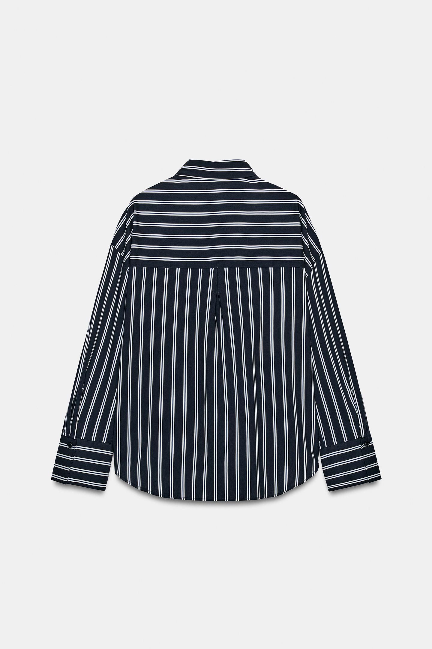 Рубашка Zara Striped, цвет: Синий — фото 7