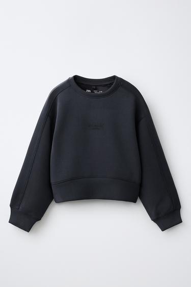 SPORTY EMBOSSED TEXT SWEATSHIRT — Dark anthracite 1