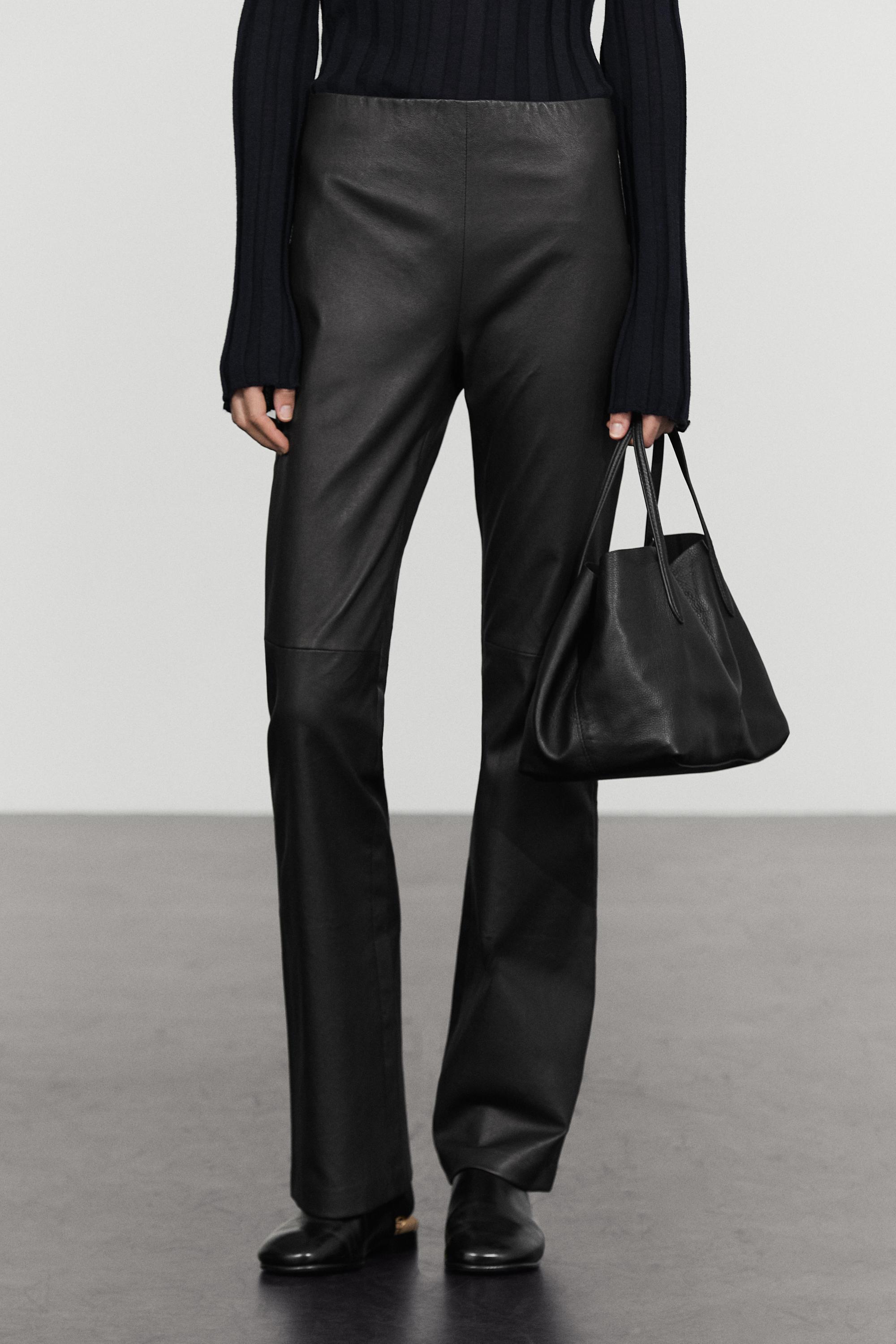 Nappa leather flare fit leggings