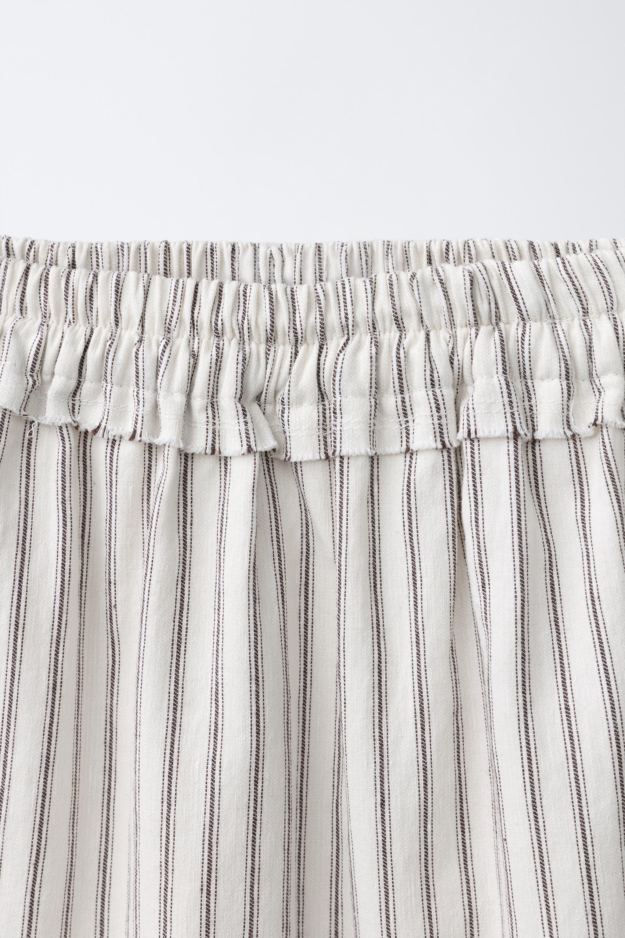 STRIPED TIERED MIDI SKIRT