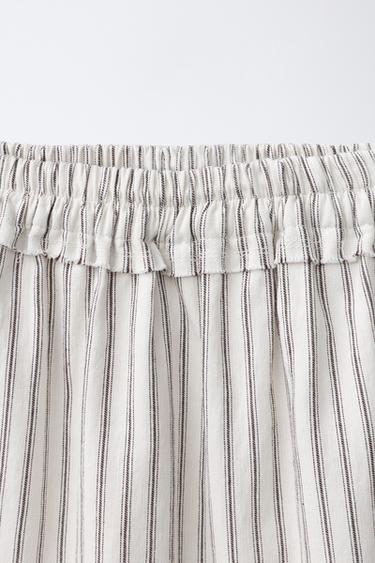 JUPE MI-LONGUE À RAYURES ET PANS - Écru / Marron de Zara - Image 2