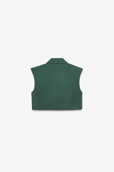 SHORT WAISTCOAT WITH FLAPS - Dark green by Zara - Image 4