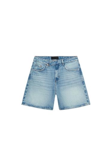 SHORTS Z1975 DENIM CINTURA CRUZADA - Azul medio de Zara