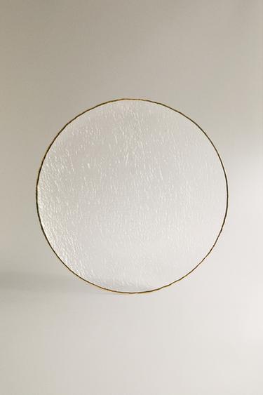 RAISED GLASS SERVICE PLATE WITH A GOLD RIM - Transparent by Zara