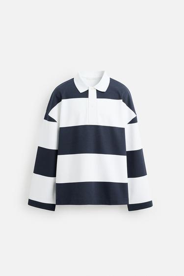 STRIPED POLO SHIRT - White / Navy by Zara