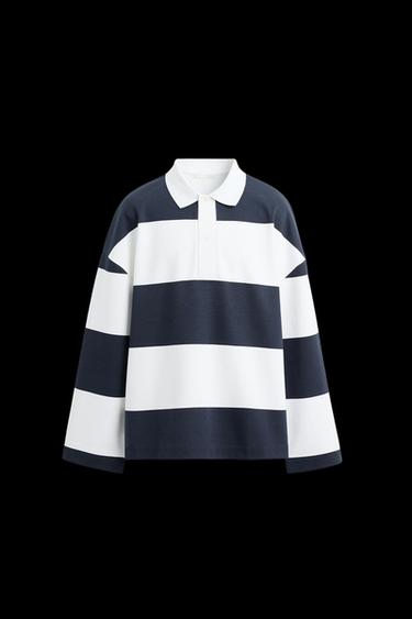 POLOSHIRT MIT STREIFEN - Weiß / Marineblau von Zara - Bild 0