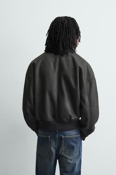 LEATHER EFFECT BOMBER JACKET - Black by Zara - Image 2